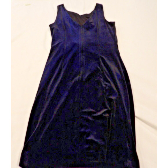 Calvin Klein Dress Womens 10 Navy Blue Velvet Twist Knot V Neck Sleeveless Knee - Picture 9 of 10